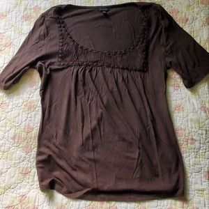 Brown Pleated Top